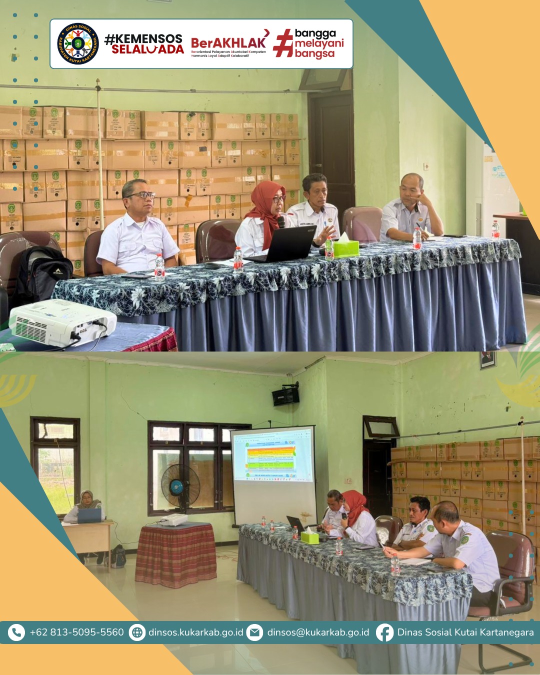 KOTA BANGUN, 15 April 2026 – Dinas Sosial Kabupaten Kutai Kartanegara melanjutkan rangkaian Sosialisasi Keputusan Menteri Sosial Nomor 3/HUK/2026 tentang Penetapan Bantuan Iuran Jaminan Kesehatan (PBI‑JK). Kegiatan berlangsung di Aula Kecamatan Kota Bangun dan dihadiri oleh Camat Kota Bangun, Sekretaris Camat, para Kasi Kesra, serta tim Puskesos Kecamatan Kota Bangun.
.
.
.
.
.
Selengkapnya di : https://dinsos.kukarkab.go.id/index.php/2026/04/16/dinsos-kukar-sosialisasikan-reaktivasi-pbi-jk-di-kota-bangun/