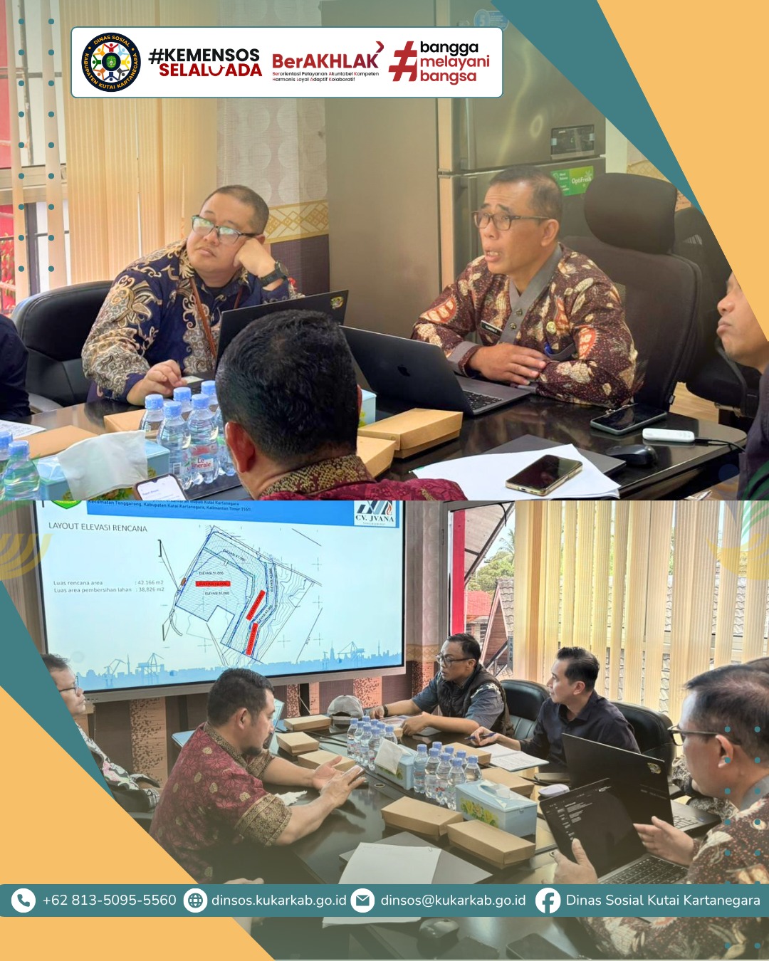 TENGGARONG, 9 April 2026 – Dinas Sosial Kabupaten Kutai Kartanegara menggelar rapat tindak lanjut rencana Sekolah Rakyat menindaklanjuti surat Kepala Dinas Pekerjaan Umum Kukar Nomor B‑77/DPU/600.1/3/2026 tanggal 13 Maret 2026. Rapat berlangsung di Ruang Rapat Kepala Dinas Sosial pukul 10.00 WITA dengan agenda pembahasan rencana penyelenggaraan Sekolah Rakyat di Kukar.
.
.
.
.
.
Selanjutnya di : https://dinsos.kukarkab.go.id/index.php/2026/04/09/rapat-lintas-opd-bahas-tindak-lanjut-sekolah-rakyat/