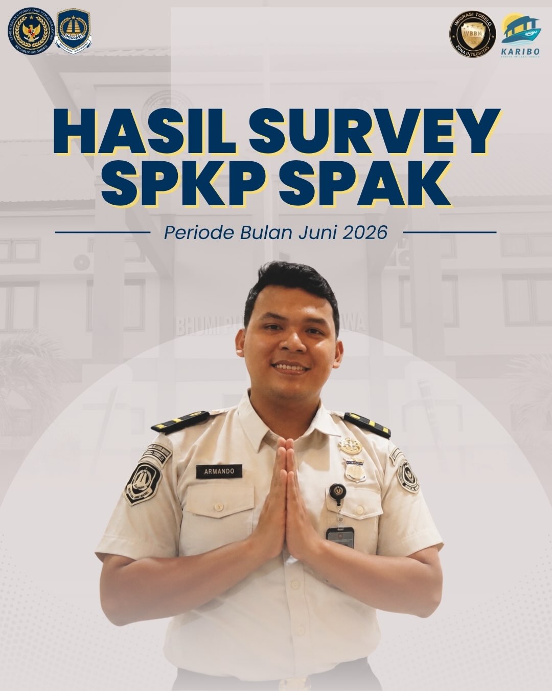 Terima kasih kepada seluruh masyarakat yang telah berpartisipasi dalam Survei IKM dan IPK periode Juni 2026.
Partisipasi dan masukan yang diberikan menjadi bahan evaluasi penting bagi kami untuk terus meningkatkan kualitas pelayanan serta memperkuat komitmen dalam mewujudkan pelayanan yang bersih dan berintegritas.😊
#ditjenimigrasi #hendarsammarantoko #imigrasitobelo #imigrasi #survey
